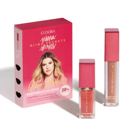 Kit Queridinhos da Niina Niina Secrets Batom Líquido Matte 5ml e Gloss Crystal 7ml Com 2 unidades