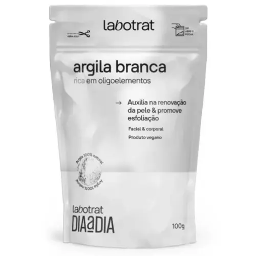 Argila branca em pó Labotrat para uso Facial e Corporal Com 100 g
