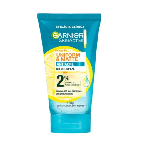 Gel de Limpeza Facial Garnier Uniform & Matte Antiacne Com 150 g