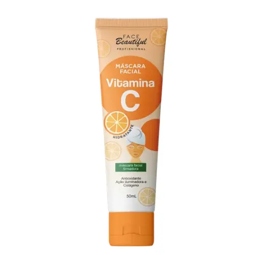 Máscara Facial Vitamina C Face Beautiful antioxidante Hidratante e iluminadora Com 50 ml