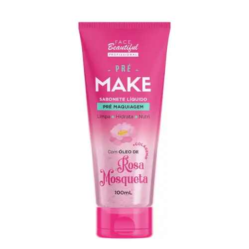 Sabonete Facial pré Maquiagem Face Beautiful Rosa Mosqueta Com 100 ml