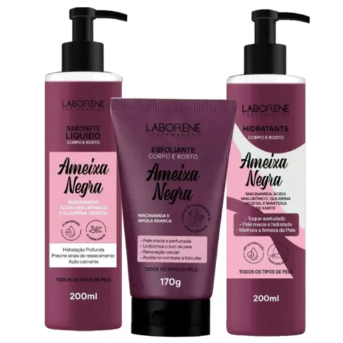Kit Laborene Sabonete Esfoliante Hidratante Ameixa Negra Com 3 unidades