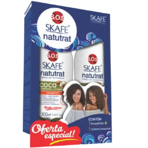 Kit Shampoo e Condicionador Natutrat SOS Força da Natureza Coco Skafe Com 600 ml