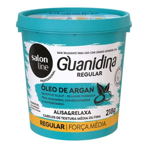 Creme de Relaxamento em Kit Salon Line Guanidina Óleo de Argan Super Com 218 g e 1 Shampoo Neutralizante Com 54 ml e 1 L