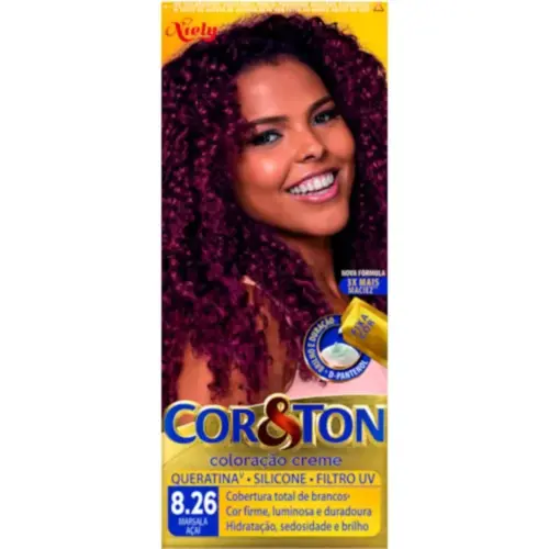 Coloração Cor & Ton Niely 8.26 Marsala Açaí 0% amônia Com 1 unidade