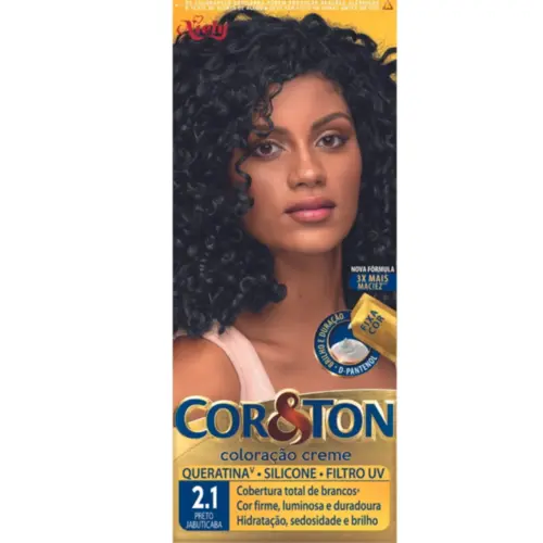 Coloração Niely Cor & Ton 2.1 Preto Jabuticaba Com 180 g