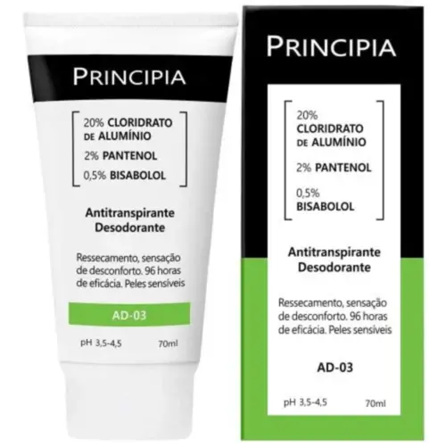 Desodorante Antitranspirante Principia AD-03 20% cloridrato de alumínio Com 70 ml