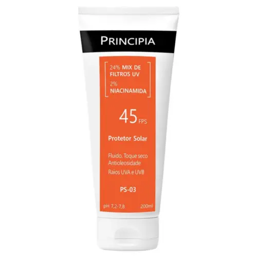 Protetor Solar Corporal fluido PRINCIPIA FPS 45 toque seco com niacinamida Com 200 ml