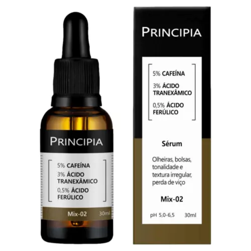 Sérum Facial Principia Mix 02 5% cafeína 3% ácido tranexâmico 5% ácido ferúlico Com 30 ml