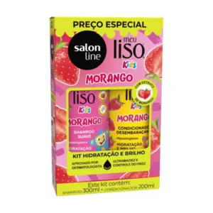 Kit Shampoo e condicionador Salon Line Meu Liso Kids Morango para Cabelos lisos infantis Com 300 ml e 200 ml