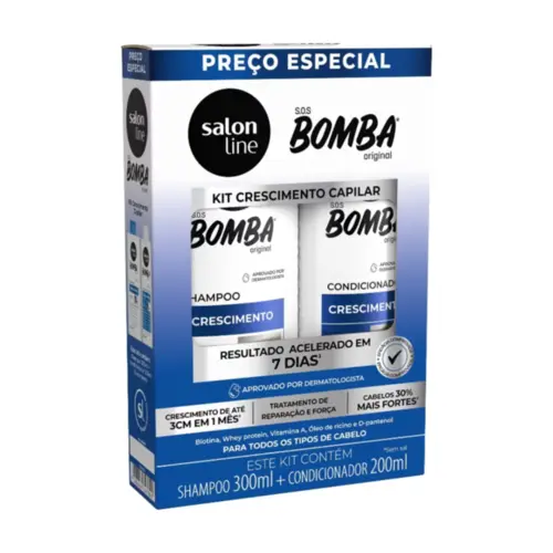Kit Shampoo e Condicionador Salon Line S.O.S Bomba Original Crescimento Com 300 ml e 200 ml