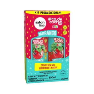 Kit Shampoo e Condicionador To de Cachinho Kids Morango Salon Line Shampoo 300 ml Condicionador 200 ml Com 300 ml e 200