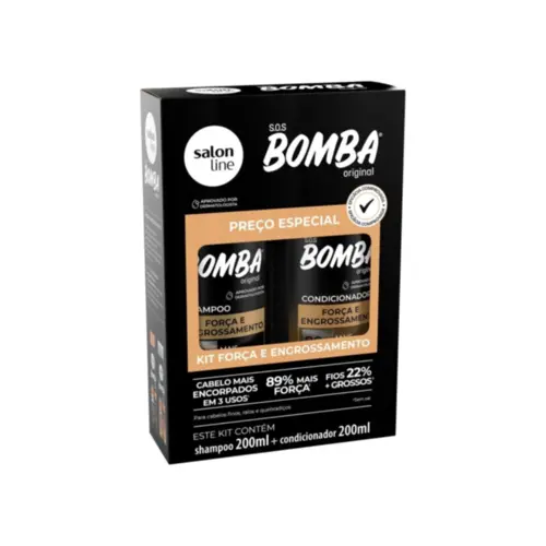 Kit Shampoo e Condicionador Salon Line SOS Bomba Força e Engrossamento Com 300 ml e 200 ml