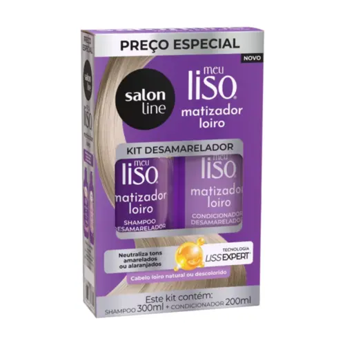 Kit Shampoo e Condicionador Matizador Meu Liso Loiro Salon Line Com 300 ml e 200 ml