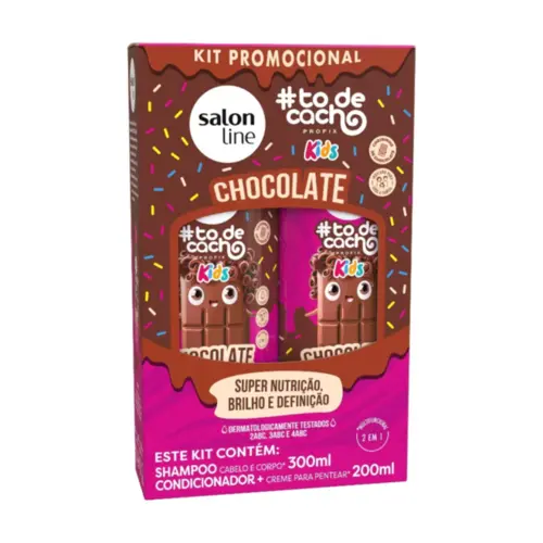 Kit Shampoo e Condicionador Salon Line To de Cacho Kids Chocolate Com 300 ml e 200 ml