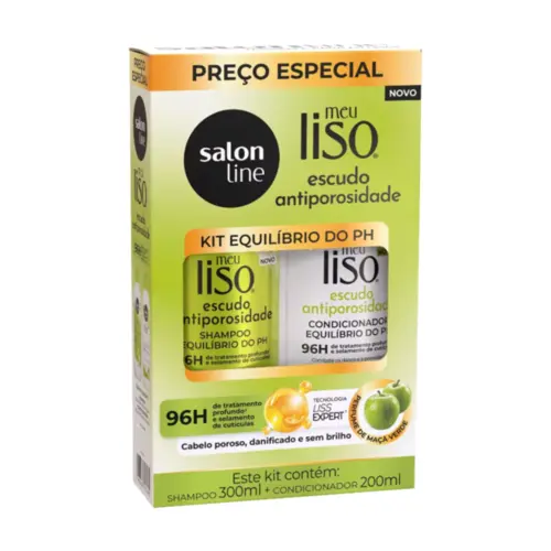 Kit Shampoo e Condicionador Salon Line Meu Liso Anti Porosidade Com 300 ml e 200 ml