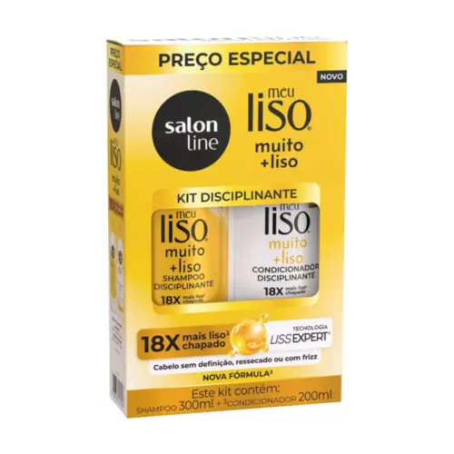 Kit Shampoo e Condicionador Salon Line Meu Liso Muito+Liso Com 300 ml e 200 ml