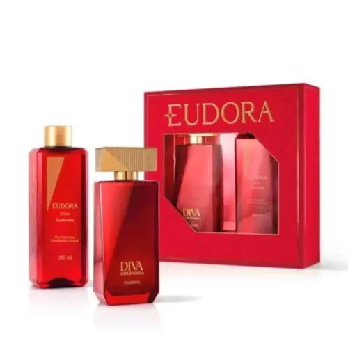 Kit Presente Eudora Diva Esplêndida Desodorante Colônia 100 ml e Óleo Perfumado Corporal 200 ml Com 2 unidades