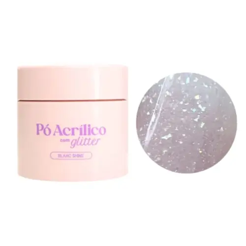 Pó Acrílico com Glitter Volia Cosméticos Blanc Shine Com 20 g