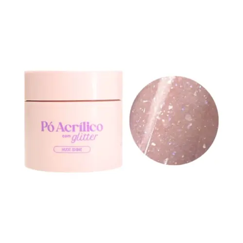 Pó acrílico com glitter Volia Cosméticos Nude Shine Com 20 g