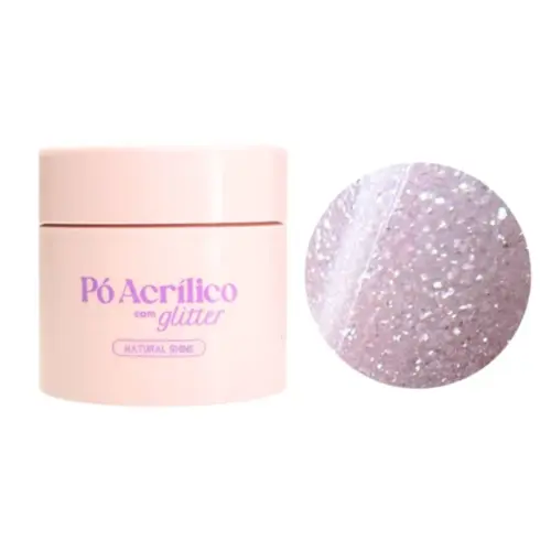 Pó Acrílico com Glitter Natural Shine Vólia Cosméticos Com 20 g
