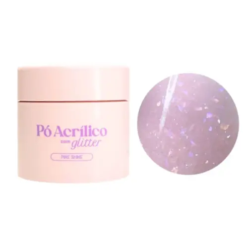 Pó Acrílico com Glitter Vólia Cosméticos Pink Shine Com 20 g