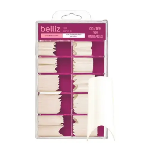 Unhas Postiças Belliz Tips Curva C Natural Com 500 unidades