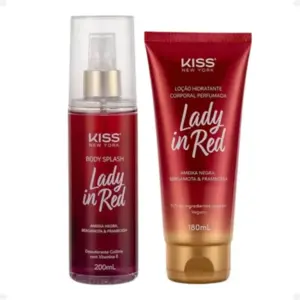 Kit 2x1 Kiss New York Lady In Red Body Splash e Loção Hidratante Com 200 ml e 180 ml