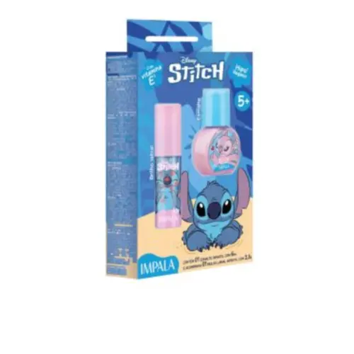 Kit infantil Impala Brilho Labial e Esmalte Stitch Com 2 unidades