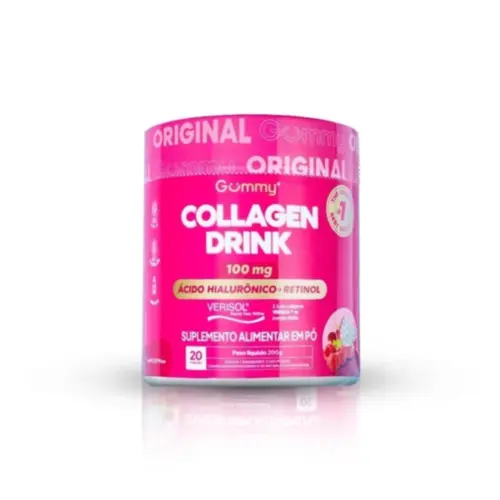 Suplemento Alimentar em pó sabor cranberry com pitaya GUMMY Contém colágeno Verisol, ácido hialurônico e retinol, auxili