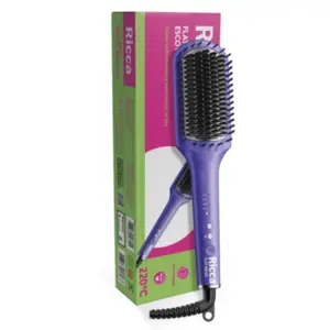 Escova alisadora Ricca Flash Brush 4 temperaturas Bivolt Com 1 unidade