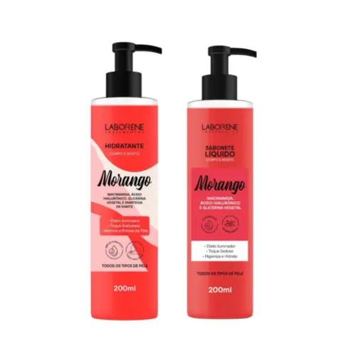 Kit Corporal Laborene Sabonete e Hidratante de Morango Com 2 unidades