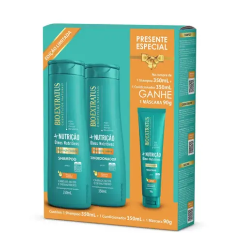Kit Bio Extratus Nutrição Shampoo Máscara Finalizador Com 3 unidades