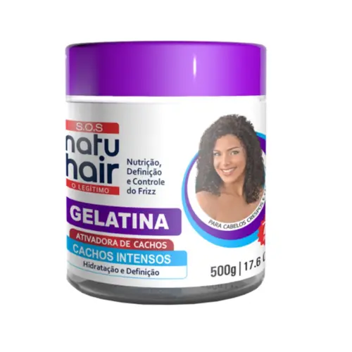 Gelatina Ativadora de Cachos NatuHair SOS 3 em 1 volume definição hidratação Com 500 g