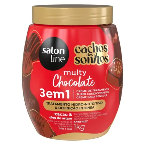 Creme de Tratamento para Cachos Salon Line Cachos Sonhos 3 em 1 Chocolate Com 1 kg