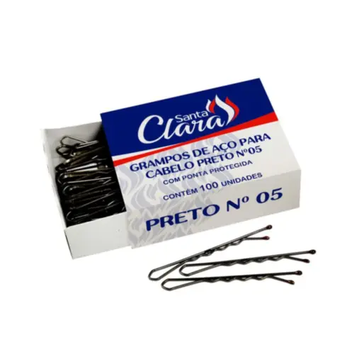 Grampo para Cabelo Santa Clara SC 121 Nº 5 Preto Com 100 unidades