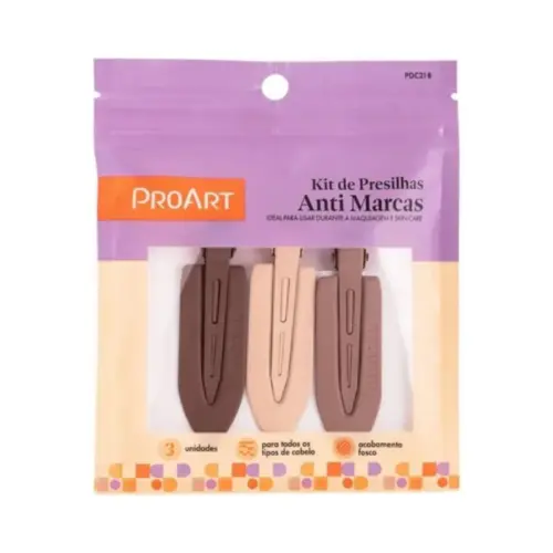 Presilha de Cabelo Proart Anti Marcas fosca média Com 3 unidades