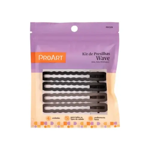 Kit de Presilhas para Penteado Wave Proart acabamento nude Com 4 unidades