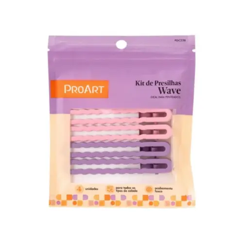 Kit de Presilhas para Penteado Proart Wave Color Com 4 unidades