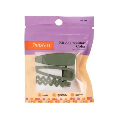 Presilhas para Cabelo Proart Wave design ondulado acabamento fosco Verde Com 4 unidades