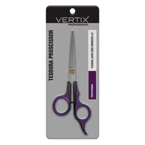 Tesoura para Cabelo Vertix Fio Laser 6 polegadas Cabo emborrachado Com 1 unidades