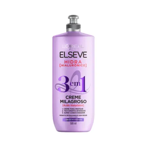 Creme Milagroso 3 em 1 L'Oréal Paris Elseve Hidra Hialurônico Com 500 ml