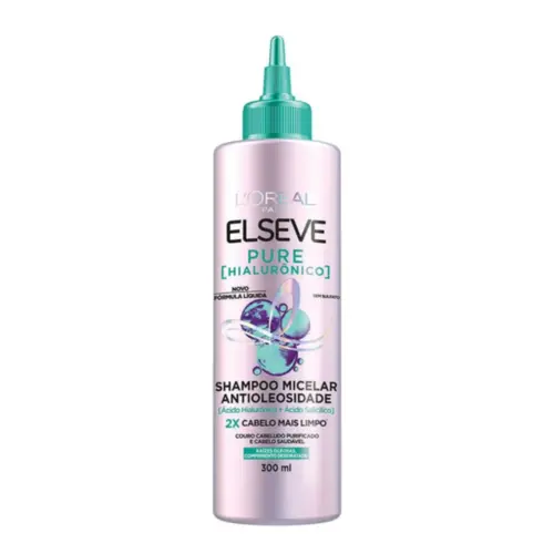 Shampoo micelar antioleosidade Elseve L'Oréal Paris Pure Hialurônico Com 300 ml