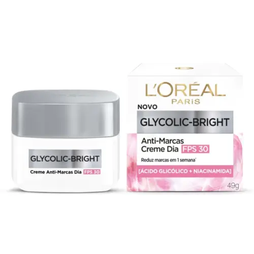 Gel Creme L'Oréal Paris diurno Glycolic Bright FPS 30 Com 49 g