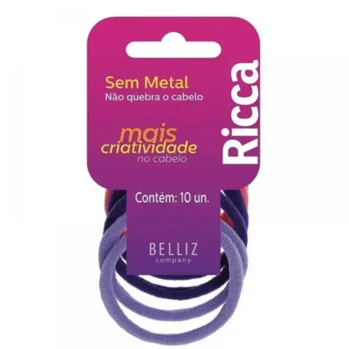 Elástico de Cabelo Ricca sem metal 15mm Com 10 unidades
