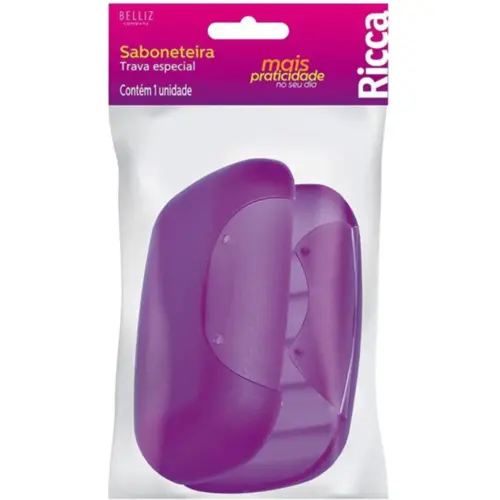 Saboneteira Ricca Trava especial portátil em plástico transparente e colorido Com 1 unidade