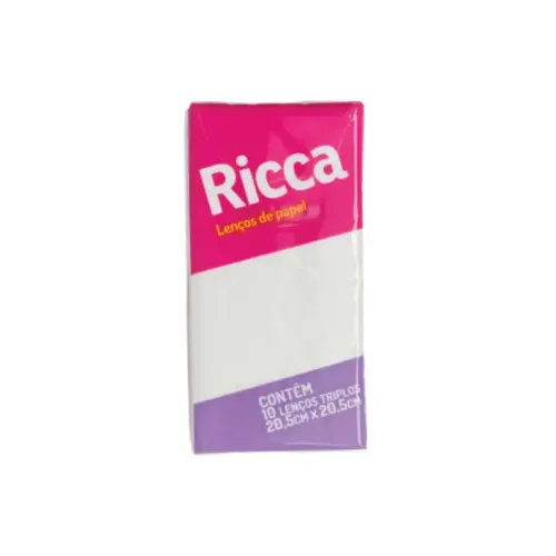 Lenço de Papel Ricca Mini folhas triplas Com 10 unidades