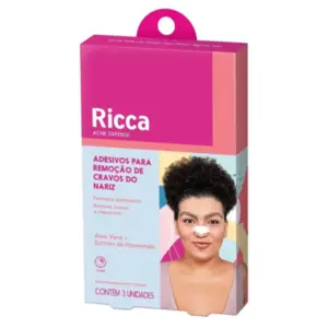Fita adesiva para remoção de cravos Ricca extrato de carvão e aloe vera Com 3 unidades