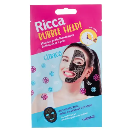 Máscara Facial Ricca Borbulhante para Detox da Pele Bubble Help! Com 28 g