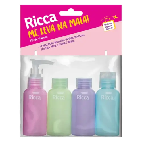 Kit frascos de viagem Ricca frascos para cosméticos Com 4 unidades